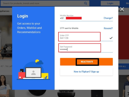 reactivate Flipkart account