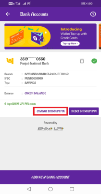 how to change upi pin phonepe